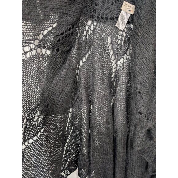 Simply Natural Sweater Cardigan Cape Shawl women's black alpaca suri wool Peru - Picture 5 of 6